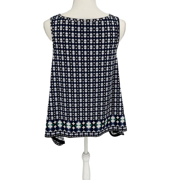 Max Studio sleeveless asymmetrical top small blue geo - Picture 3 of 10